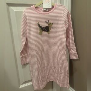 NWT Luigi Kids Pink Striped Dog Reindeer Dress